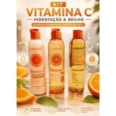 Kit Vitamina C Ludurana Hidratação Brilho e Limpeza Facial Uso Diário