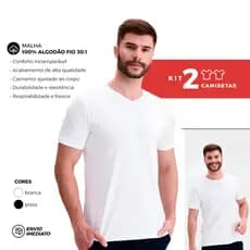 Kit 2 Camisetas Masculina T- Shirts 100% Algodão Básica Premium 30.1