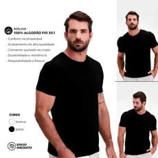 Camisetas Masculina T- Shirts 100% Algodão Premium 30.1 Preta