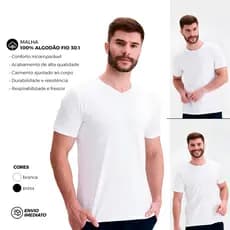 Camisetas Masculina T- Shirts 100% Algodão Básica Premium 30.1 Branca