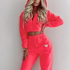 Conjunto de Moletom Feminino Casual Urbano com Capuz e Calças Compridas, Cor Sólida, Primavera e Outono 2026, Estilo Eur