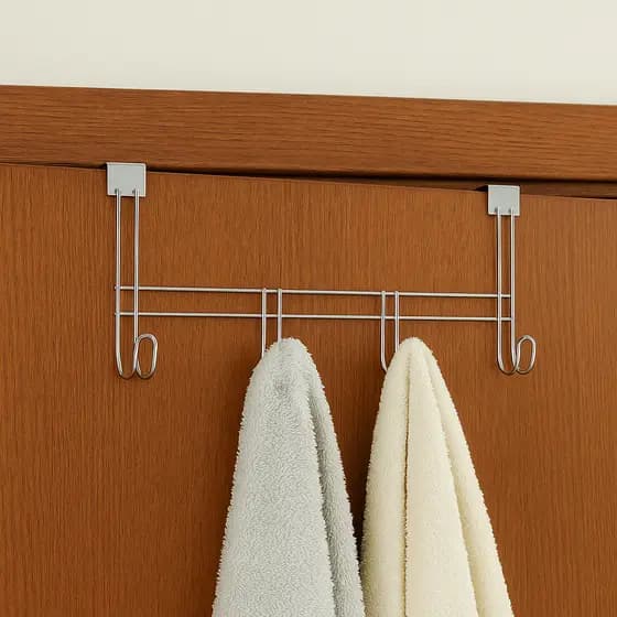 Cabide de Porta 4 Ganchos em Aço Cromado Cabideiro Suporte para Pendurar Toalha Roupa Multiuso Águia