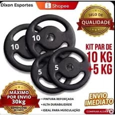 kit 30 kg De Anilhas (2×10kg+2×5Kg) Pintura Reforçada Academia Musculação