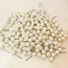 100 Pares de Brincos Pérola 6mm + Tarrachas de Silicone Lindos Brindes Mimo Lembrancinhas Clientes