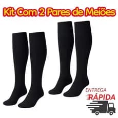 Kit 2 Pares de Meião Futebol Futsal Society Preto 39 ao 43