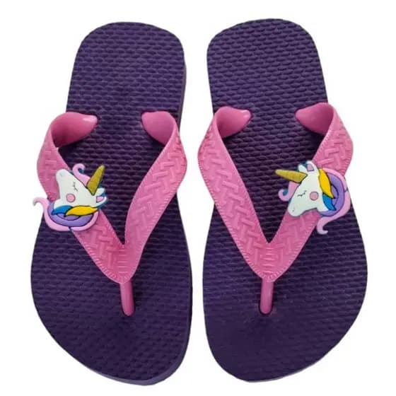 Chinelo Unicórnio Infantil Menina Tradicional Lilás e Rosa Arco Íris Kids