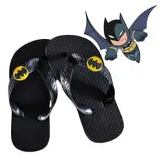 Chinelo Batman Preto Infantil Baby Desenho Menino Super Herói Sandália Juvenil Masculino Kids