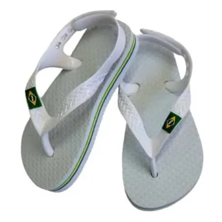 Chinelo Infantil Do Brasil Branco 3 Filetes Juvenil Menino Menina De Dedo Tradicional