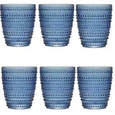 Jogo 6 Copos de Vidro Pérola Luxo 300ml Água Suco 4 cores