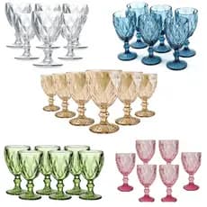 Conjunto com 6 Unidades de Taças de Vidro Diamond 340 ML Color KE HOME