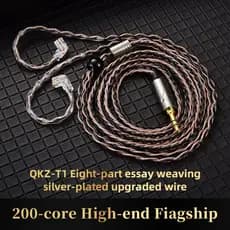 QKZ T1 Cabo De Fone De Ouvido Banhado A Prata De Oito Fios Tipo c De 3.5 Mm 2PIN