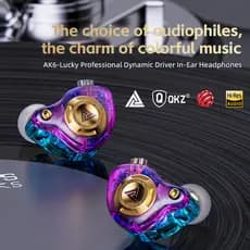 Fones de Ouvido QKZ AK6 Lucky com Reforço de Graves, Equalizador de Três Bandas, Cabo Destacável Mic