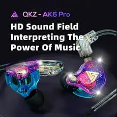 Fones de Ouvido com Fio QKZ Ak6 Pro HIFI para Música, Jogos e Esportes, Cabo Destacável com Microfone