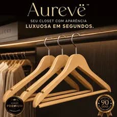 🔥 Cabide De Madeira Premium Aurevë™ Kit 3 Unidades Com Encaixe Para Alças Closet Luxo 🔥
