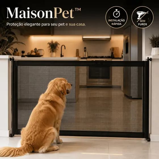 🔥 Tela Proteção Cachorro Gato | Barreira de Segurança Retrátil Sem Furos Cozinha, Escada e Portas 🔥