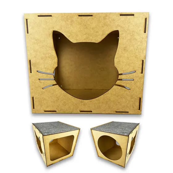 Nicho Mdf Cru Para Gato Pet C/ Carpete Arranhador Playground