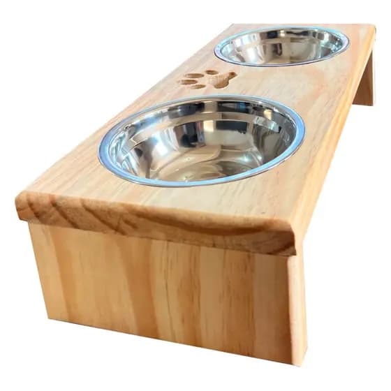 Comedouro Pet Bebedouro Cachorro Gato Elevado 2 Pote Inox PINUS CLARO
