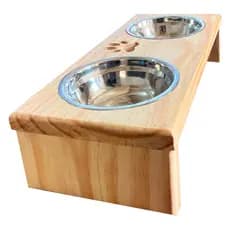 Comedouro Pet Bebedouro Cachorro Gato Elevado 2 Pote Inox PINUS CLARO