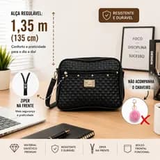 Bolsa Casual Feminina de Couro Sintético – Alça Transversal Ajustável