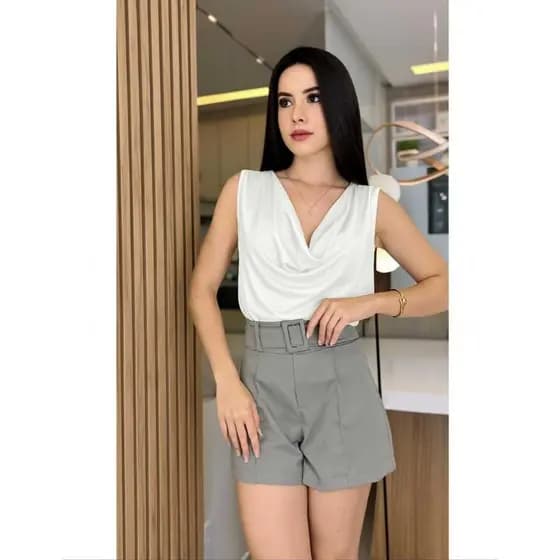 Regata Feminina  Gola Boba Suplex  Regata Feminina  Moda Verão Elegante 4 EM 1