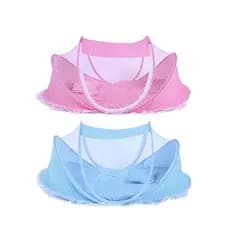 Berço Mosquiteiro Infantil Portátil Cama Colchão Azul ou Rosa