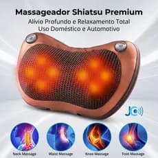 Almofada Massageadora De Pescoço E Lombar corporal Shiatsu Veicular Bivolt 110V/220V ENVIO IMEDIATO