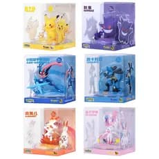 Figuras Pokémon Caixa Estatueta Pikachu Gengar Sylveon Greninja lucario Anime Modelo Bolso Monstro Brinquedo Crianças Pr