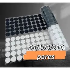 KIT 108/216 Pares 1CM Adesivo Velcro Círculo Redondo Bola Dupla Face Papelaria Educacional