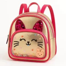 Mochila escolar gatinha infantil de menina dois divisórios alça regulavel