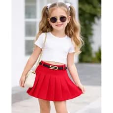 KIT 2 peça um Short saia plissada + cinto infantil menina TAM 4 ao 12 short saia plissado