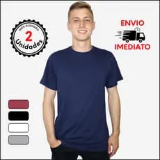 KIT 2 Camiseta Masculina Lisa 100% Algodão