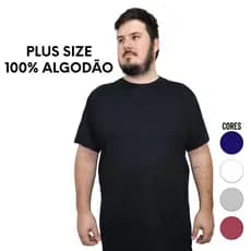 Camiseta Masculina Plus Size Lisa 100% Algodão