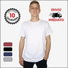 KIT 10 Camiseta Masculina Lisa Básica 100% Algodão