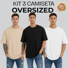 Kit 3 Camisetas Oversized Streetwear 100% Algodão 26.1 Grossa Dia a Dia Academia Treino Unissex