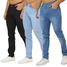 KIT Calça Masculina Azul Claro / Azul Médio / Preta – Versatilidade Total