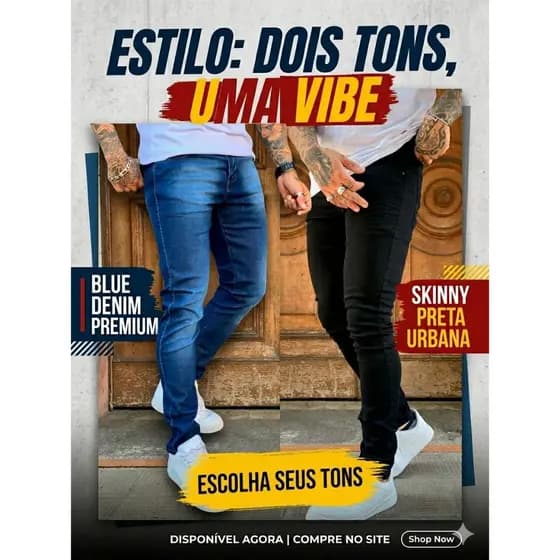 Kit 2 Calças Masculina Jeans Modelo Básico Dia a Dia-Promoção Inverno