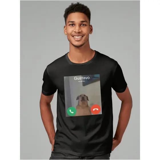 Camiseta Meme 100% Algodão Estampado Gustavo Cachorro Caramelo Camisa Unissex Gola Redonda Humor