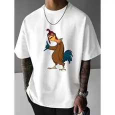 Camiseta de corte solto e gola redonda Estampa Joao Frango Envio Rapido