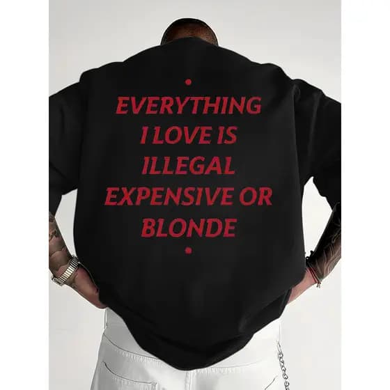 Camisetas Gráficas para Homens "As Coisas que Eu Amo São Caras ou Loiras" Camiseta com Slogan - Vermelha