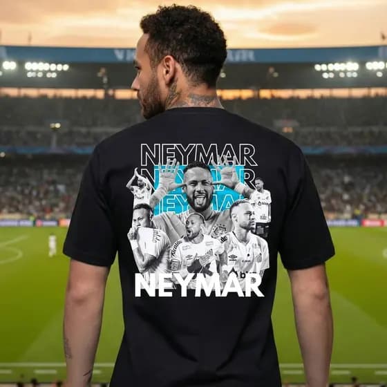 Camiseta Neymar Jr Futebol Santos FC Presente Menino Ney Futebol Seleção Algodão 30.1