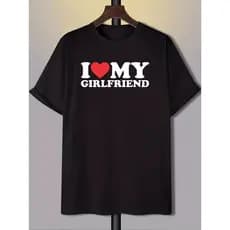 Camiseta Masculina Feminina Estampa I Love My Girlfriend Camisa Algodão