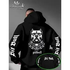 Blusa Casaco Moletom Frio Canguru Bolso Capuz Streetwear Casual Masculino Unissex Estampa PitBull Manga over Moda Estilo