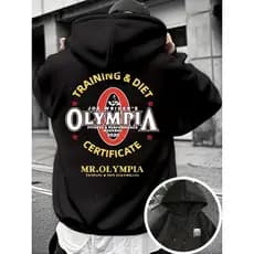 Blusa Casaco Moletom Frio Canguru Bolso Capuz Streetwear Casual Masculino Unissex Estampa Mr Olympia Joe Academia Treino