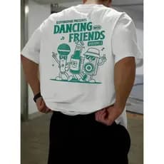 Camiseta Casual Algodão Premium Dancing Friends Microfone Caixa Bar Som PlusSize Infantil Streetwear