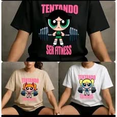 Camiseta Algodão Premium Streetwear Casual Kit 3 Camisetas Meninas Tentando Ser Fitness Academia