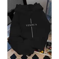 Blusa Casaco Moletom Frio Canguru Bolso Capuz Streetwear Casual feminino Unissex Estampa Yeshua Salvar Cruz Moda Estilo