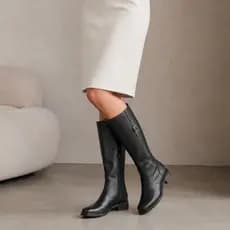 Bota Feminina Marrisi Cano Alto Santorini Confortável Antiderrapante Bico Redondo Sem Salto
