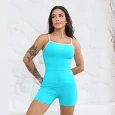 Macaquinho Feminino Poliamida Academia Curto Fitness Confortável Treino e Yoga Proteção UV