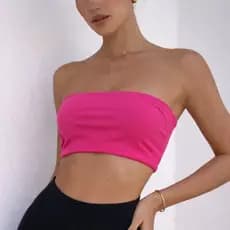 Top Faixa Fitness Feminino Tomara que Caia Compressão Alta Sustentação Sem Bojo