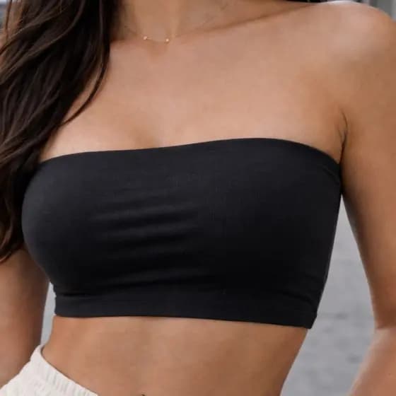 Top Faixa Feminino Academia Compressão Fitness Sem Alça Forro Duplo